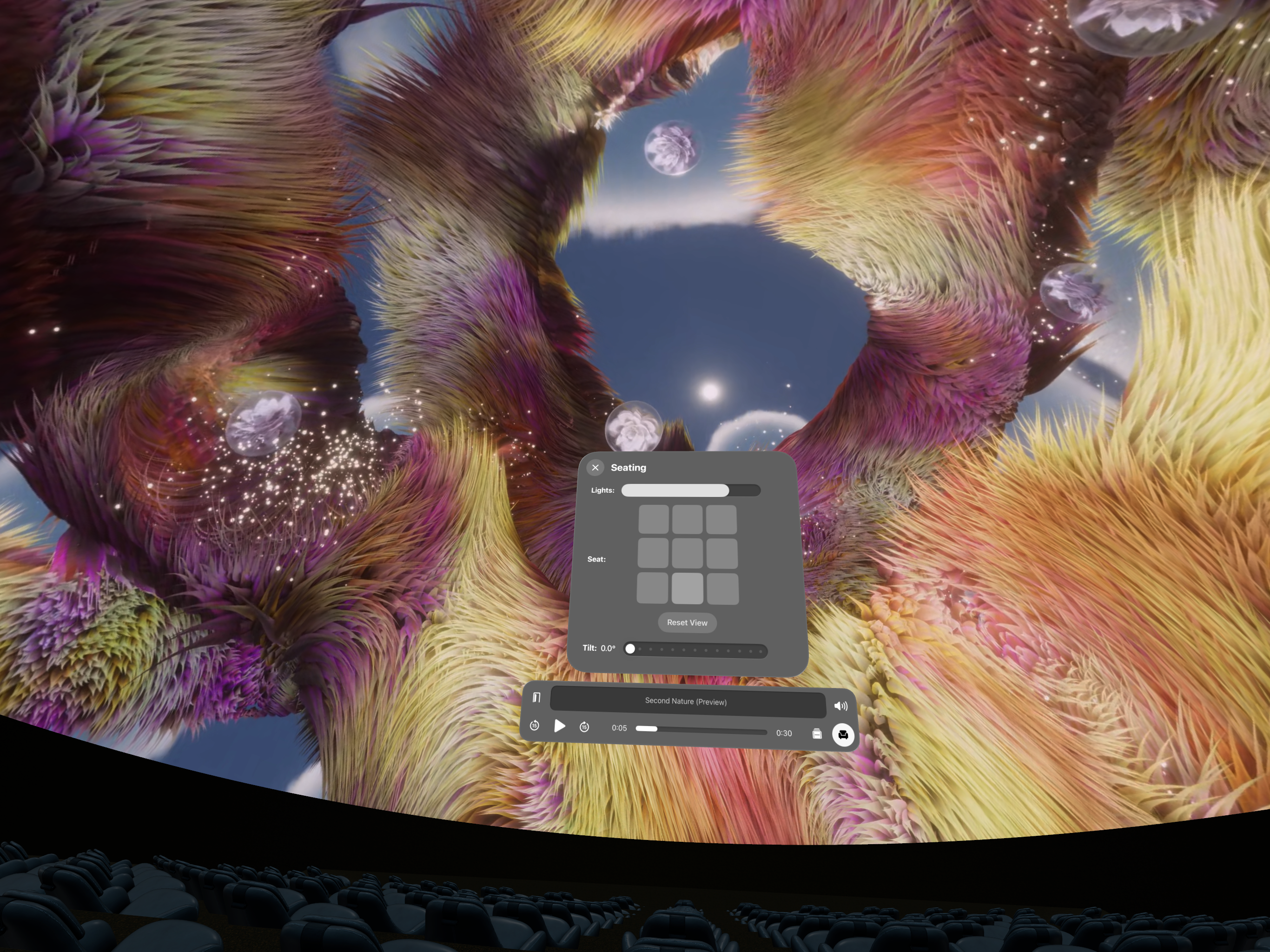 Adjusting view in theater interface